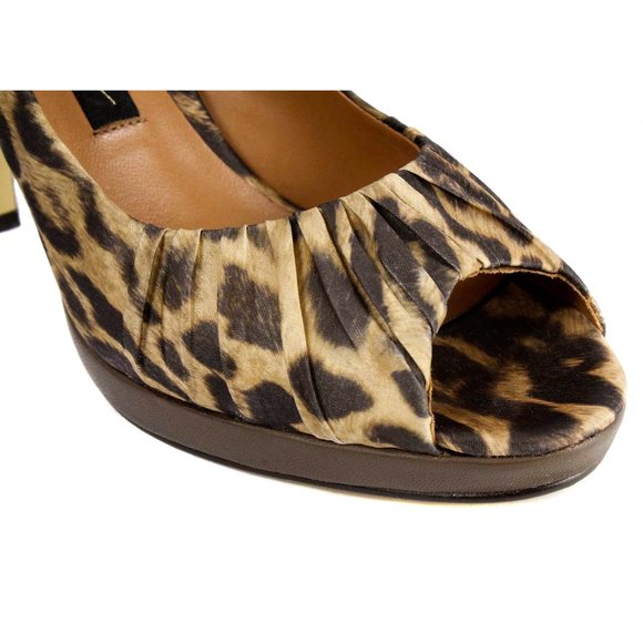 BEVERLY FELDMAN Leopard Animal Print Peep Toe Pumps Size 6 1/2 - Picture 5 of 6